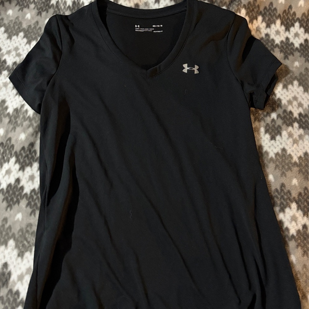 Under Armour Black V-Neck Tee with Gray Logo